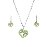 Green Enamel Heart Set