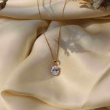 American Diamond April Birthstone with Initial Pendant and Chain