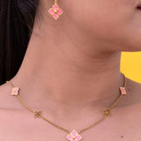 Enamel Pink Clover Set