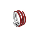 Red Enamel Twirl Ring