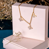 Studded Triple Butterfly Neckalce