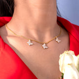 Studded Triple Butterfly Neckalce